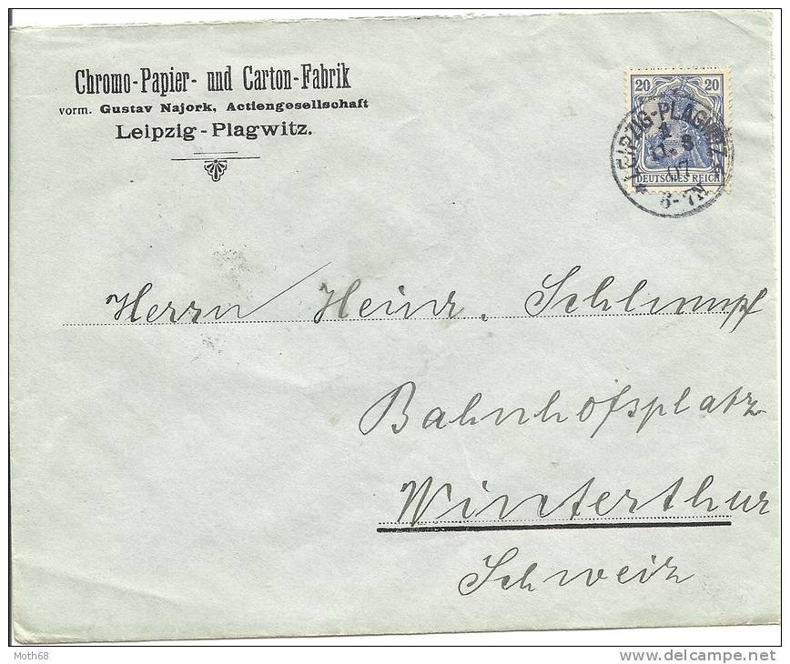 1907 Chromo Papier Und Carton Fabrik Leipzig Schöner Vollstempel - Briefe U. Dokumente