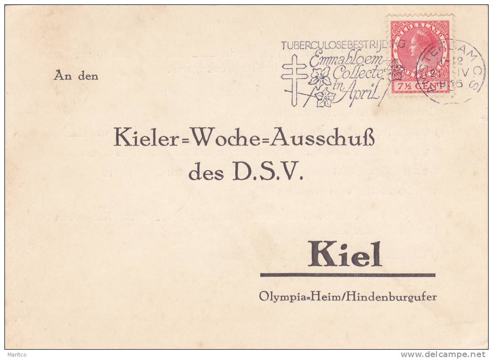 Postcard From Holland 1936 To The Kieler Woche Ausschuss, Application To See The Olympic Race - Sommer 1936: Berlin