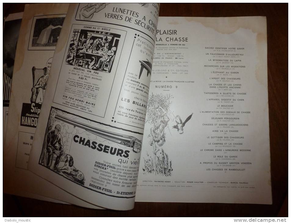 1952  N° 9    PLAISIR De La CHASSE... Voir Aussi : Eléphant Du Gabon.... Envoi Gratuit Pour La France Et Le Monde Entier - Chasse/Pêche