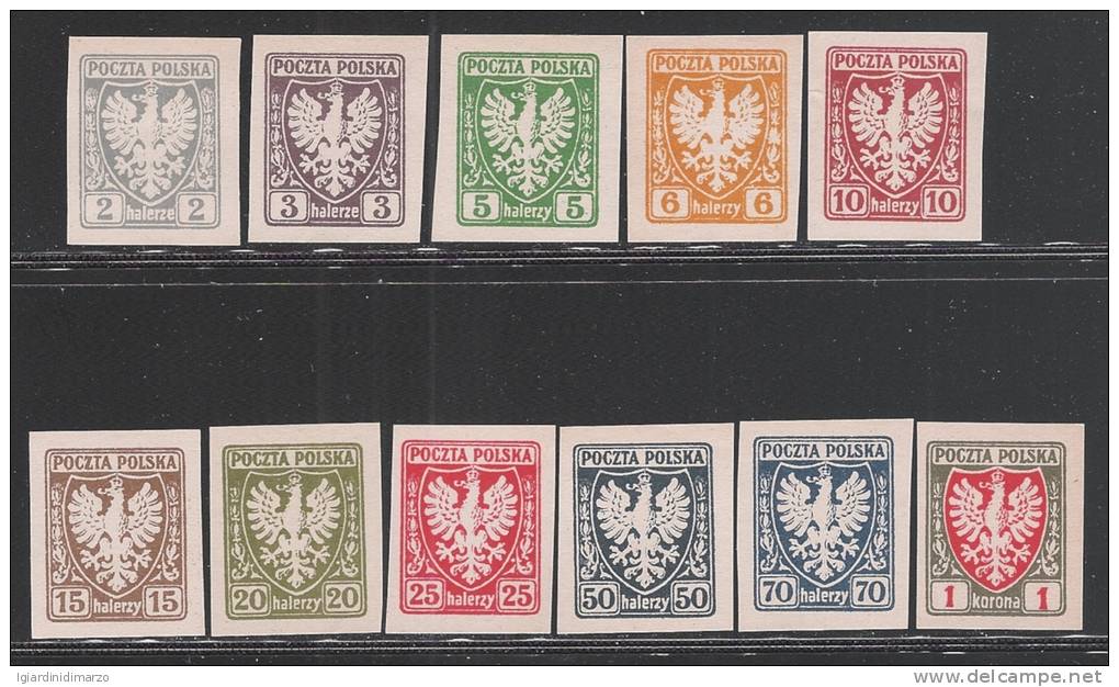 POLONIA - 1919 - 11 VALORI NUOVI ND SENZA GOMMA - EMISSIONE DI CRACOVIA - IN OTTIME CONDIZIONI. - Unused Stamps