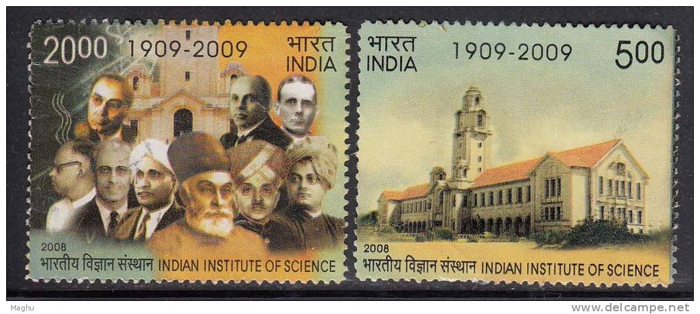 India Used 2008, Set Of 2, Indian Institute Of Science, - Used Stamps