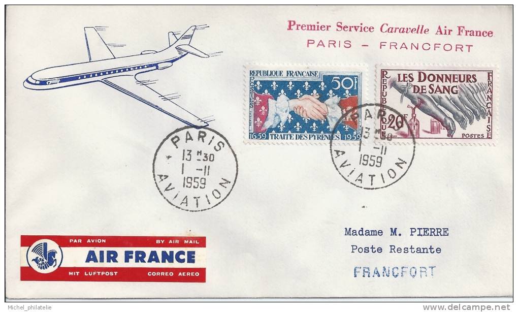 Premier Service Caravelle AIr France PARIS - FRANCFORT - Premiers Vols