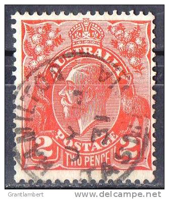 Australia 1926 King George V 2d Red Small Multiple Wmk - HAMILTON, TASMANIA - Crease - Oblitérés