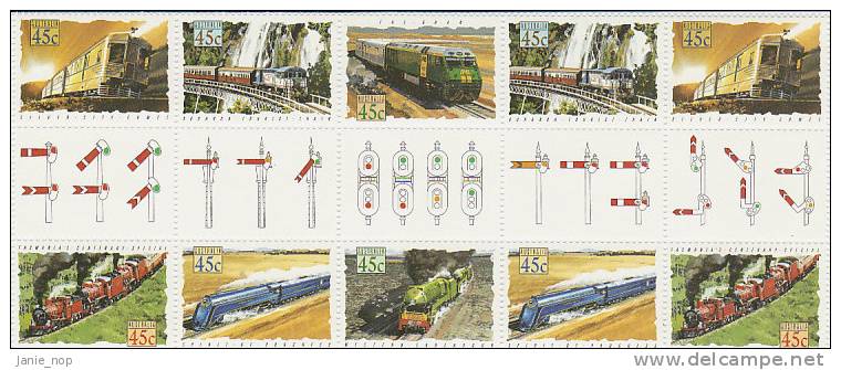 Australia 1993 Trains Gutter Strip - Hojas, Bloques & Múltiples