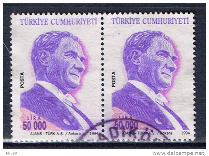 TR Türkei 1994 Mi 3031 Atatürk (Paar) - Usados