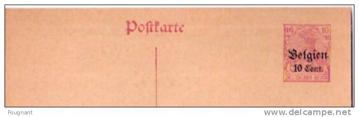 BELGIQUE :  E.P.Carte Postale.Occup.Allemande :Belgien.Non écrite. - Ocupación Alemana