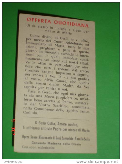 Calendarietto Anno1960 - Convento "Madonna Delle GRAZIE" Opera Suore Missionarie"GESU´ SACERDOTE" VARALLO Sesia,Vercelli - Petit Format : 1941-60