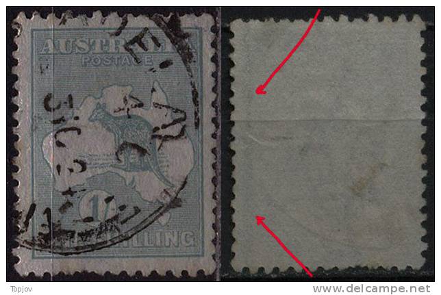 AUSTRALIA  - ERROR - KANGAROO  1 Sh - Wz + VERTICAL  LINE  - Used - ??? - Oblitérés