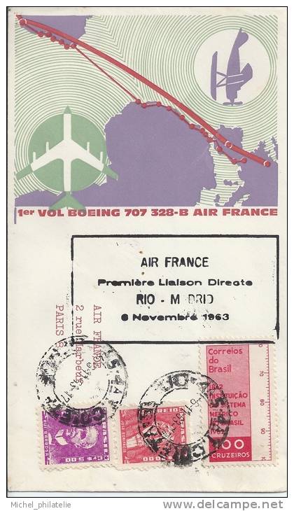 Air France Premiere Liaison Direct RIO Madrid, 6 Novembre 63 - Premiers Vols