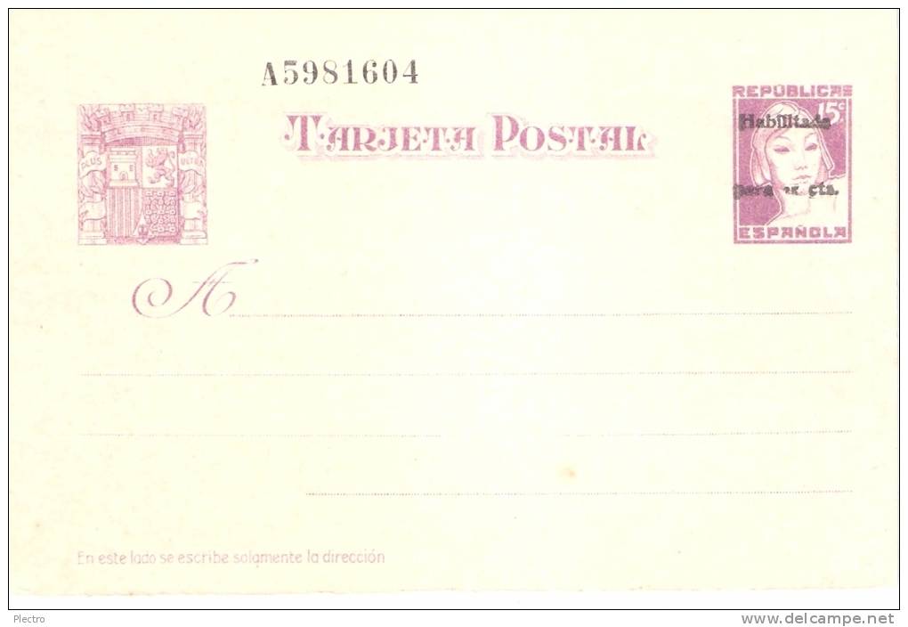 Tarjeta Entero Postal De La II República 'Matrona Con Sobrecarga'. Nueva Sin Circular. - 1931-....