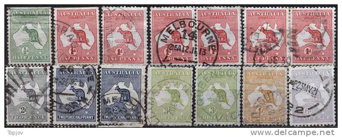 AUSTRALIA  - LOT - DIFFER. KANGAROO  - Wz - DIF.  - USED - Mint Stamps