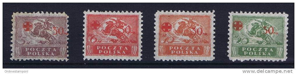 Polen: 1921 Red Cross, Mi 154-157, Not Used (*) - Ungebraucht