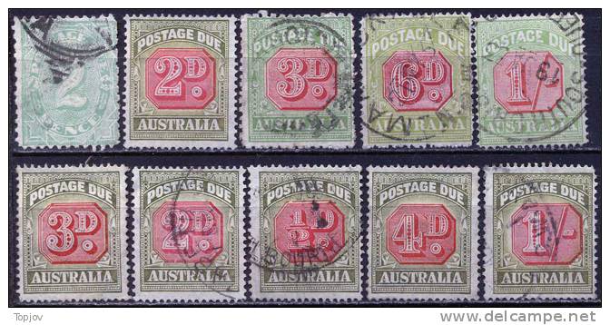 AUSTRALIA  - LOT - DIFFER. POSTAGE DUE - PORTO  - Wz - DIF.  - USED - Portomarken