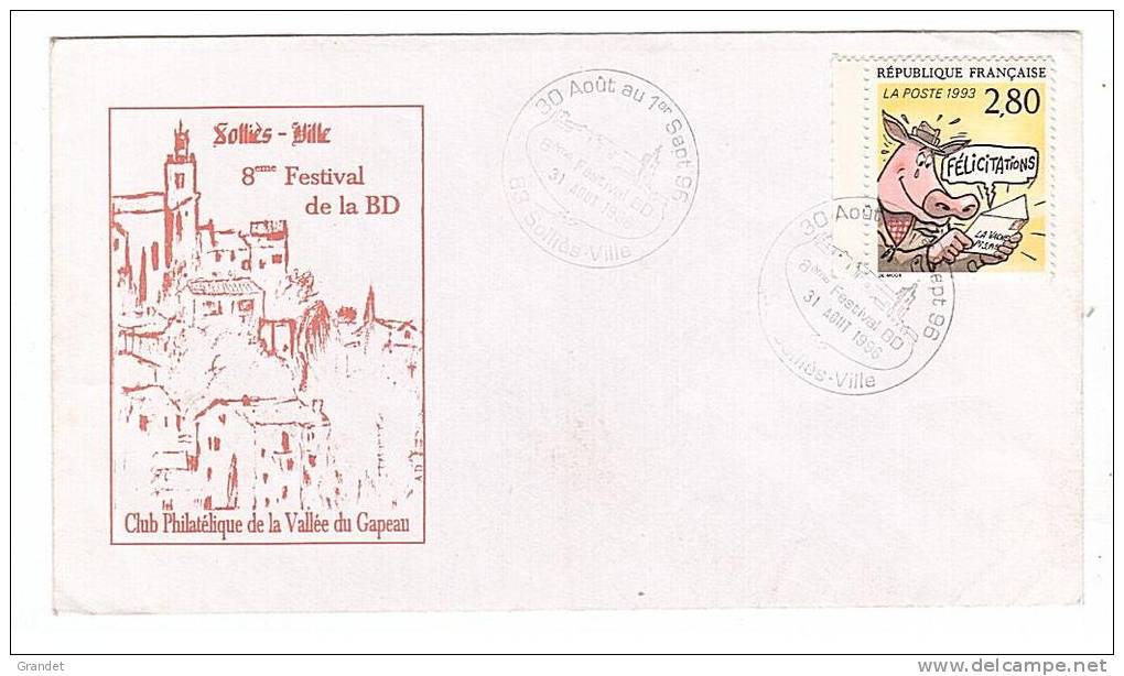 SOLLIES VILLE - 83 - ENVELOPPE 1er JOUR - FESTIVAL - BD - 31/08/1996. - Covers & Documents