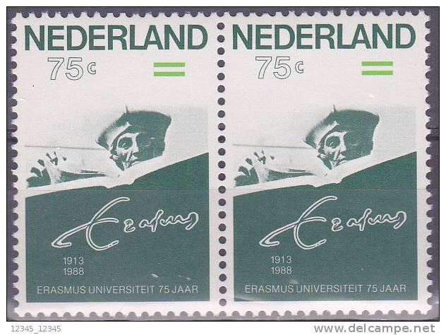 Nederland 1988 Postfris MNH Erasmus Universiteit Plaatfout 1412 PM - Errors & Oddities