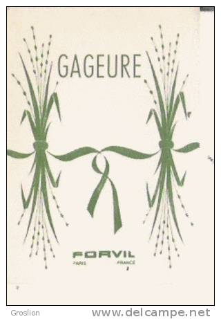 CARTE PARFUMEE CALENDRIER  ANCIENNE GAGEURE DE FORVIL - Profumeria Antica (fino Al 1960)