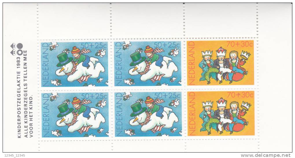 Nederland 1983 Postfris MNH Kinderblok Plaatfout 1299 PM2 - Variétés Et Curiosités