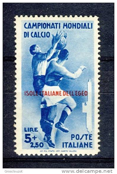 Egeo 1934 SS 13 Mondiali Di Calcio N. 79 Lire 5+2,50 Azzurro MLH Centrato Cat. € 110 - Egeo