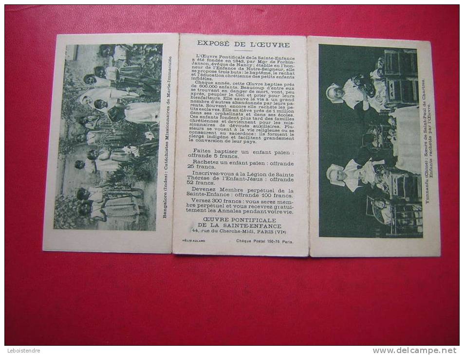 PETIT CALENDRIER RELIGIEUX  3 VOLETS 1932 OEUVRE PONTIFICALE DE LA SAINTE ENFANCE BANGALORE INDES  YUNNANFU CHINE - Small : 1921-40