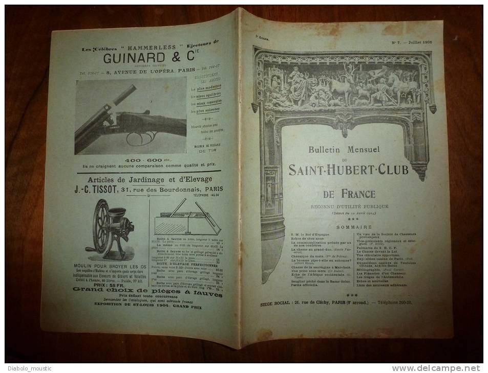 Juillet 1905  (CHASSE)   Saint-Hubert-Club    Revue Du Chasseur Sachant Chasser Sans Son Chien...........et Avec - Other & Unclassified