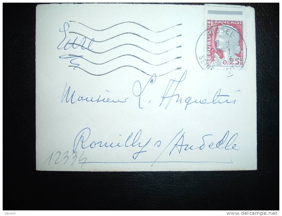 LETTRE MIGNONNETTE TP MARIANNE DE DECARIS 0,25F OBL.MEC. 28-1-1963 OISSEL (76 SEINE-MARITIME) - 1960 Marianna Di Decaris