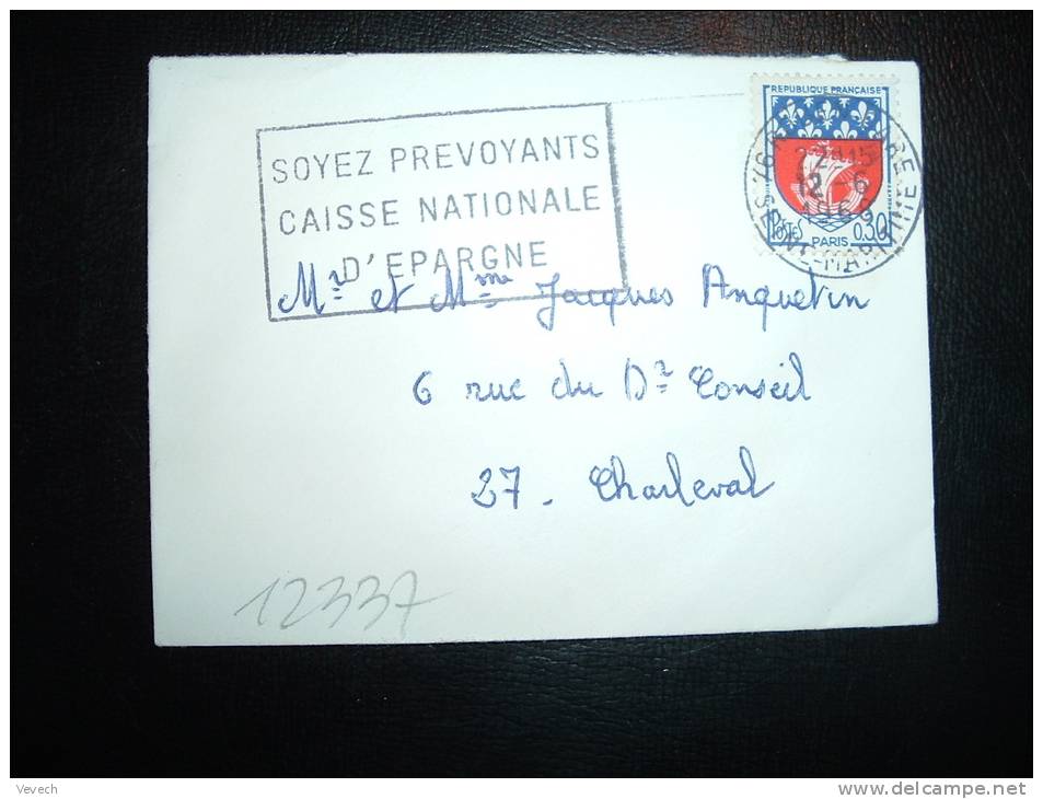 LETTRE MIGNONNETTE TP BLASON DE PARIS 0,30F OBL.MEC. 12-6-1969 ROUEN GARE (76 SEINE-MARITIME) - 1941-66 Escudos Y Blasones