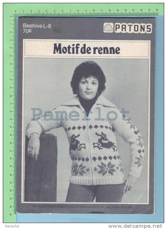 Patons Motif De Rene  ( Instruction Complète Pour Confectionner  Ce Model Tricot, Laine Gilets Cardigan) - Schnittmuster