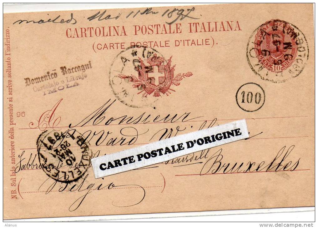 1897 - IMOLA (ITALIE) - CARTE POSTALE SANS ILLUSTRATION - DOMENICO RACCAGNI - CARTOLAJO E LIBRAJO - Imola