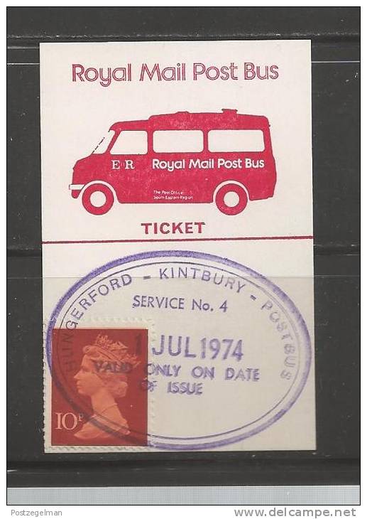 UK 1974 Used Ticket Royal Mail Postbus Plus Stamp - Stamped Stationery, Airletters & Aerogrammes