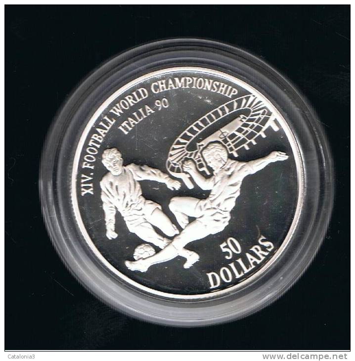 COOK Islas - 50 Dolar 1990 PROOF  KM265  PLATA - Kanaaleilanden