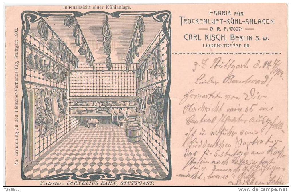 Werbung Fabrik Kühl Anlagen C Kirsch Berlin A Ausstellung STUTTGART 1902 Metzger + Fleischer Verbandstag - Kreuzberg