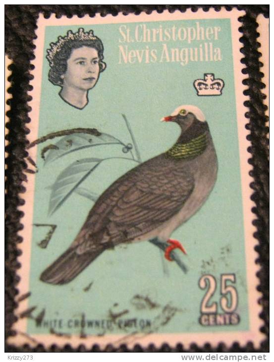 St Christopher Nevis And Anguilla 1963 White Crowned Pigeon 25c - Used - St.Christopher-Nevis-Anguilla (...-1980)