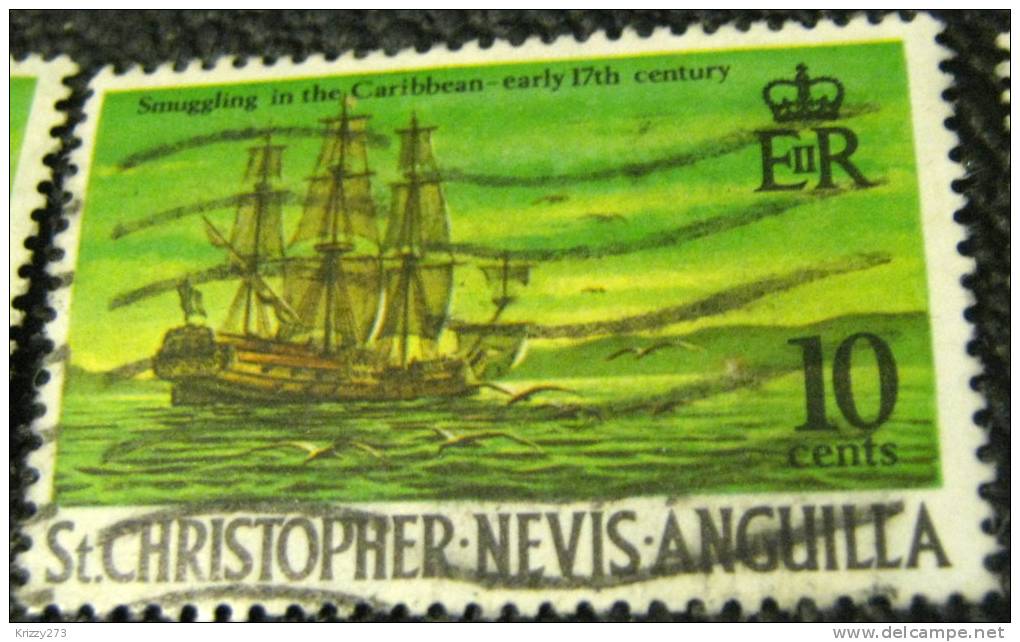 St Christopher Nevis And Anguilla 1970 Smuggling On The Caribbean 10c - Used - St.Christopher-Nevis-Anguilla (...-1980)