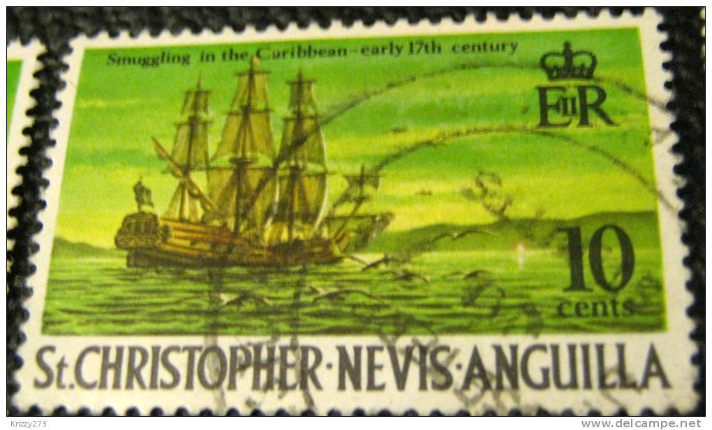 St Christopher Nevis And Anguilla 1970 Smuggling On The Caribbean 10c - Used - San Cristóbal Y Nieves - Anguilla (...-1980)