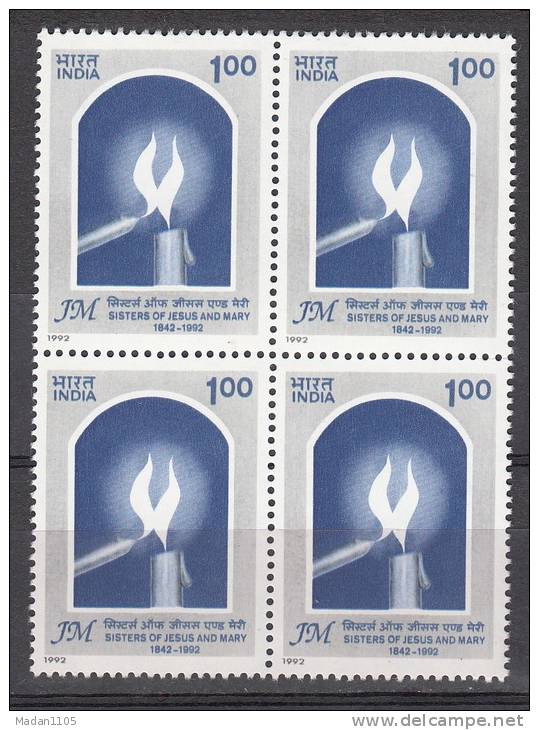 INDIA, 1992,  150 Years Of Service Of Sisters Of Jesus And Mary In India,  Block Of 4, MNH, (**) - Neufs