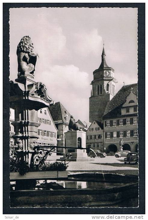 AK Weil Der Stadt 1966, Baden-Württemberg, Marktplatz, Kepler-Denkmal, VW Käfer Oldtimer, Auto, Car, Voiture - Weil Der Stadt