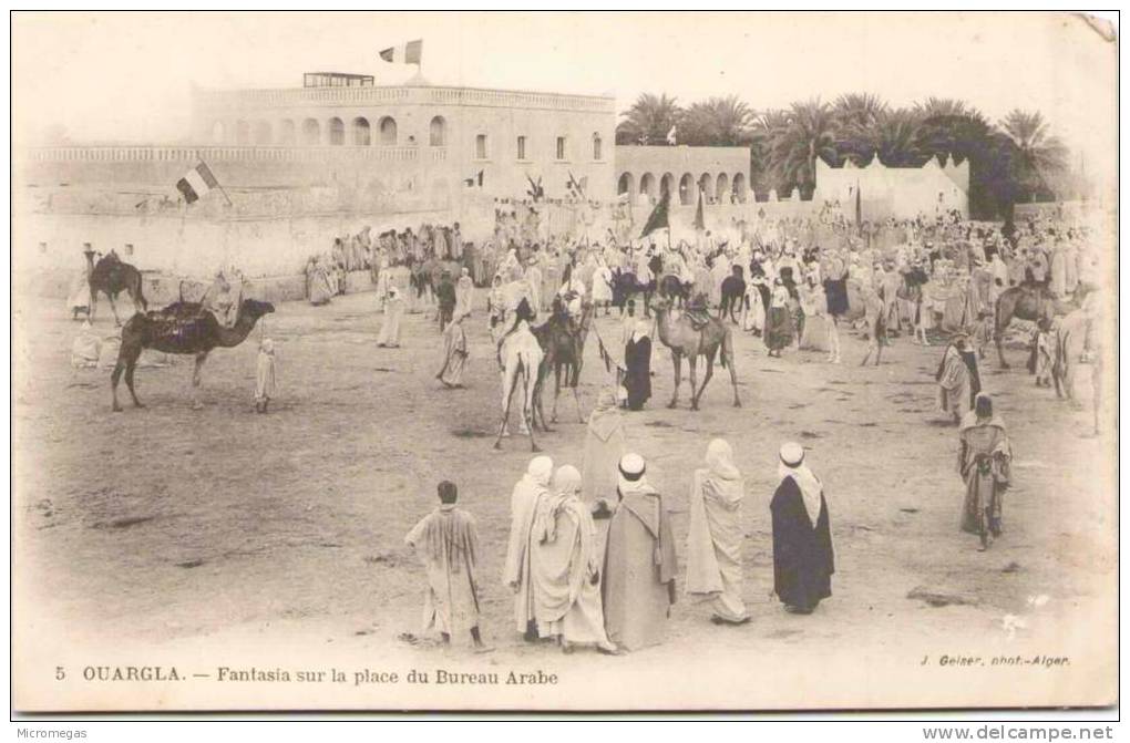 Algérie - OUARGLA - Fantasia Sur La Place Du Bureau Arabe - Ouargla