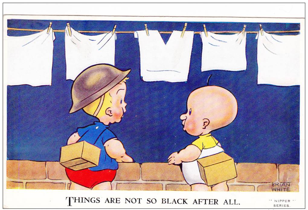Brian White Comic Card Things Are Not So Black After All Postcard (COM1090) - Patriottisch