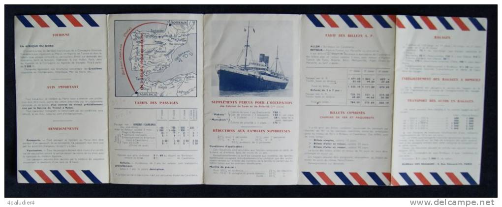 Compagnie Générale Transatlantique CGT Ligne BORDEAUX-CASABLANCA ( MAROC) 1933 - Pubblicitari