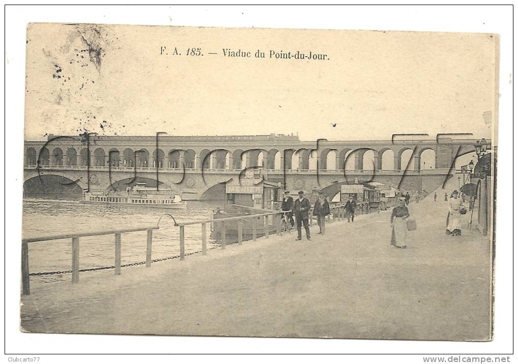 Paris 16ème Arr (75) : Pont Viaduc D'Auteuil Ou Point Du Jour Pris Des Quais En 1909 (animé). - Distretto: 16