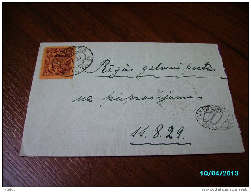 LATVIA  1930  TPO  TRAIN  MAIL  VALKA - RIGA  PW  , PV  RIGA - VALKA  PENALTY  CANCELLATION  , OLD COVER  ,m - Lettonie