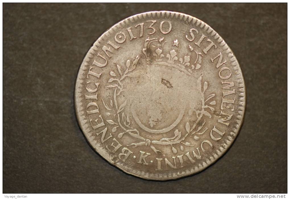 Monnaie, France, Monnaie Royale, Argent,  ECU Louis XV Aux Lauriers 1730 K (Bordeaux) - 1715-1774 Luis XV El Bien Amado