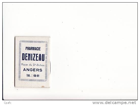 Mini Calendrier 1951  Mini Agenda ,publicité Angers ,pharmacie Denizeau Place Dr Bichon - Petit Format : 1941-60