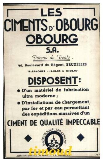 LES CIMENTS D´ OBOURG S.A. / OBOURG / BUREAU DE VENTE : BRUXELLES /  PUB 1948 - Zonder Classificatie