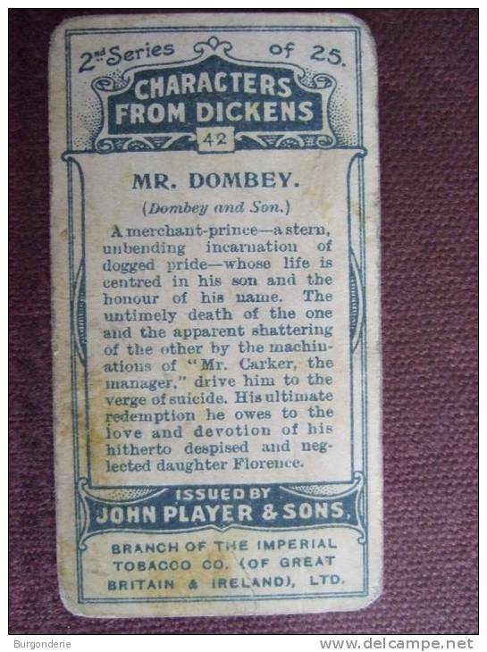 PLAYER´S CIGARETTES / DOMBEY / DOMBEY & SON / JOLIE CHROMO (CHARACTERS FROM DICKENS ) - Player's