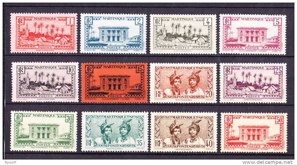 MARTINIQUE N°133 à 142 Et 144 Neufs Charniere Ou Adhérences  (12 Valeurs) - Unused Stamps