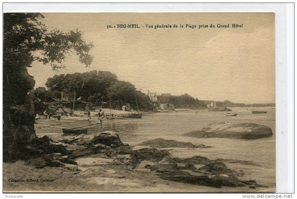 CPA 29 BEG MEIL VUE GÉNÉRALE DE LA PLAGE PRISE DU GRAND HOTEL - Bannalec