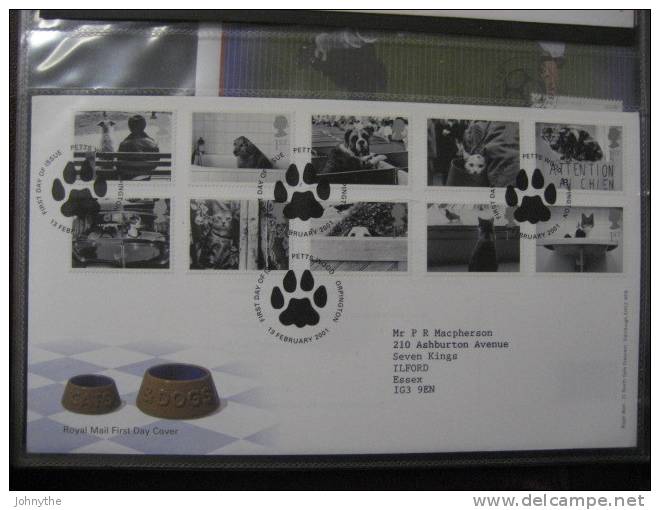 Great Britain 2001 Cats And Dogs Fdc - 2001-2010 Em. Décimales