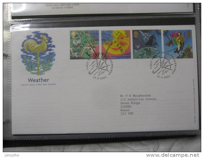 Great Britain 2001 Weather Fdc - 2001-2010 Em. Décimales