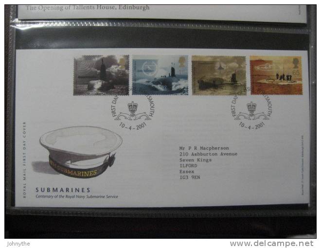 Great Britain 2001 Submarines Fdc - 2001-2010. Decimale Uitgaven